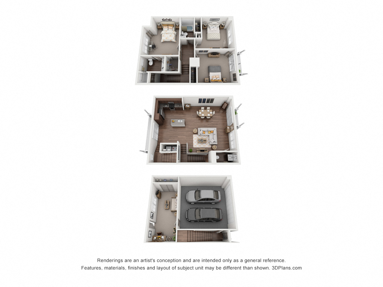 Floor plan for 3 beds, 2.5 baths, 1770 sqft